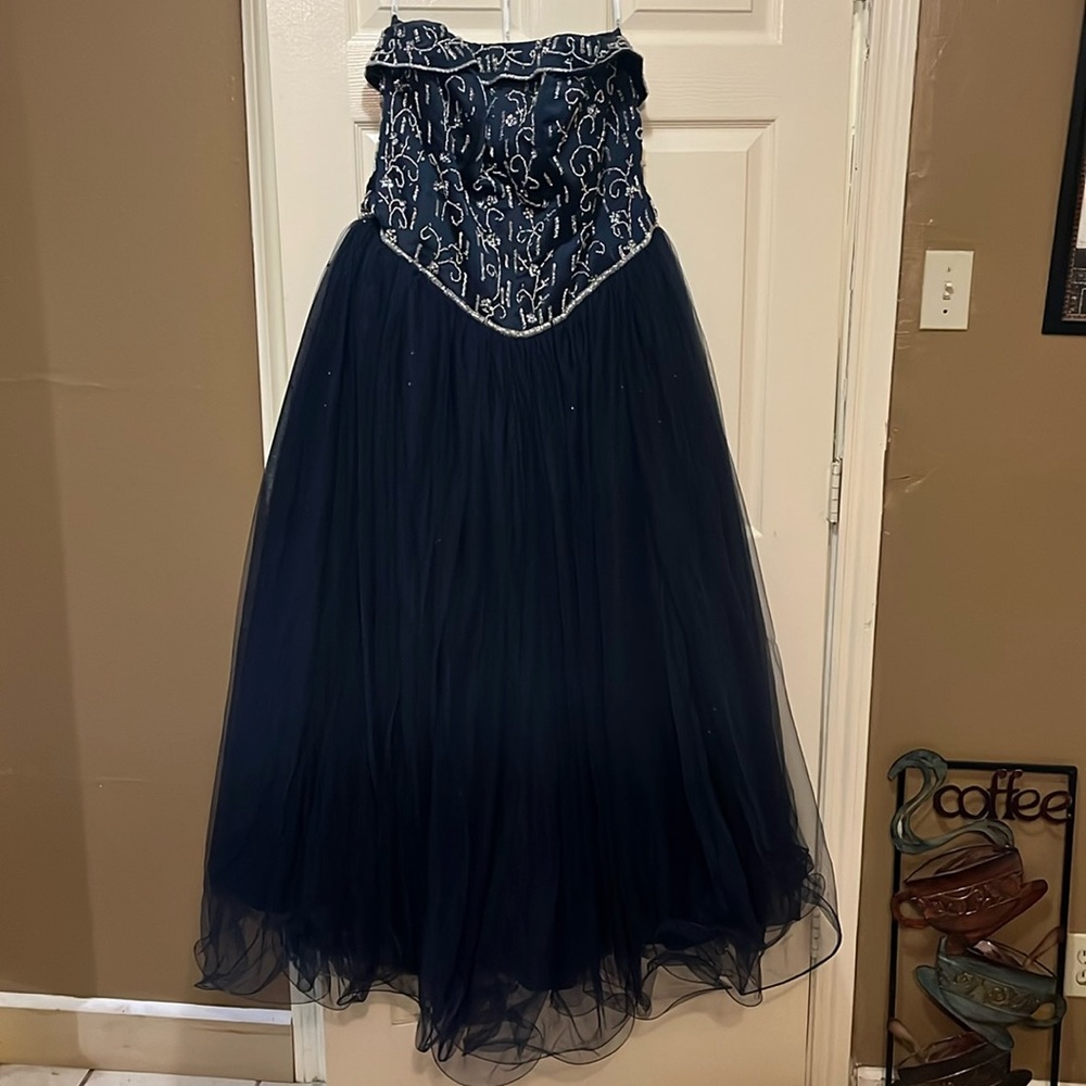 D&bs Size18,Navy Blue with silver detail,Skirt has blue sparkly sequin.Worn once